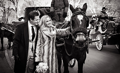 Summah & Steve. New Year's Eve 2014 Wedding Gapstow Bridge Central Park. Weddings by Rev. Lynn Gladstone
